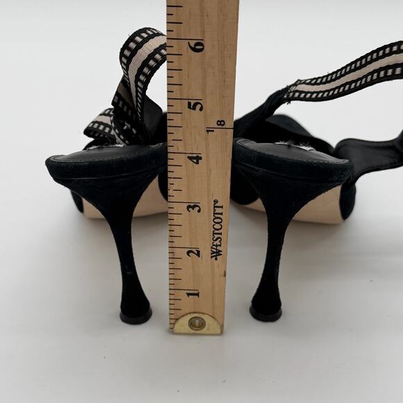 Steve Madden Bri Elegant Black Suede Old Money Slingback Bow Pumps10 - Picture 3 of 5